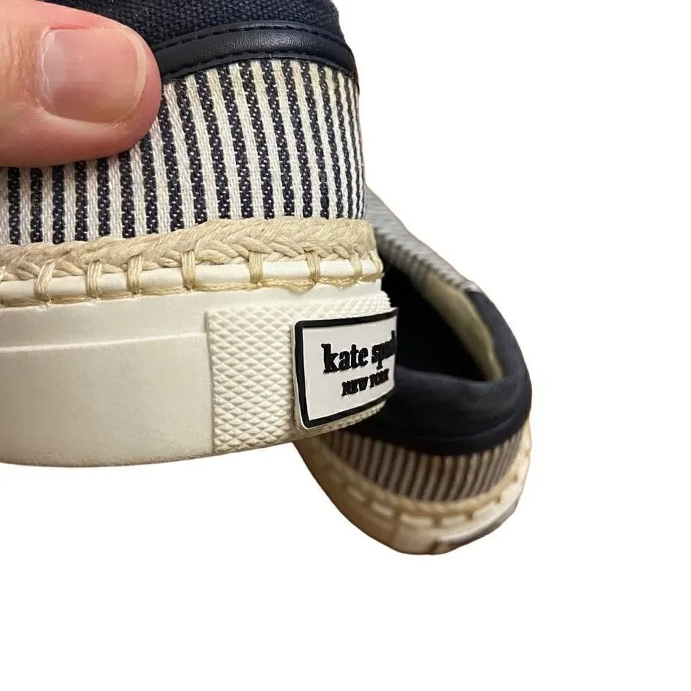 Kate Spade Boat Party Espadrille Sneakers Navy Blue & White Striped Nautical Siz